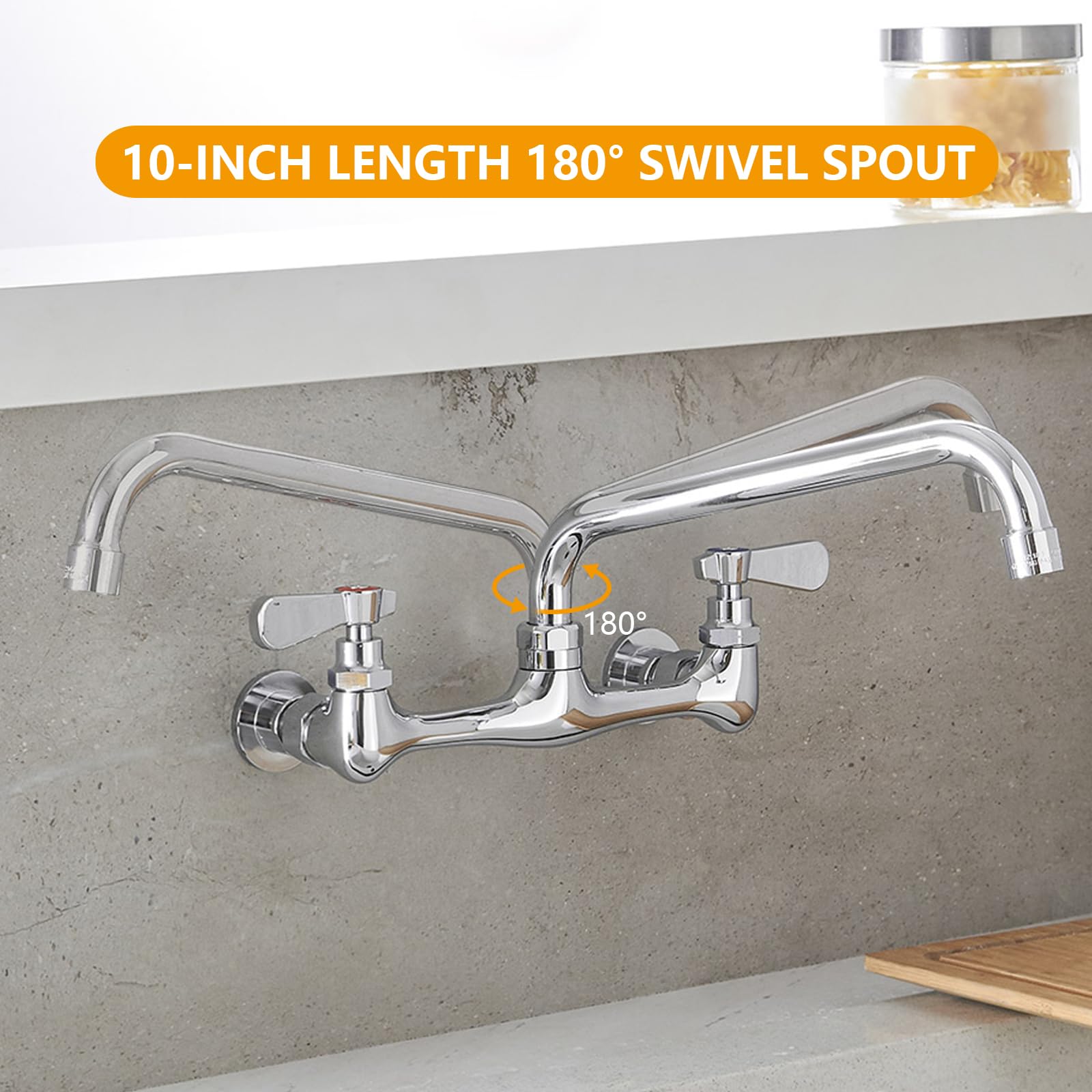 メタル製クローム蛇口10個セット Amazon.co.jp: Bathlavish 壁取り付け キッチンシンク蛇口 10インチ
